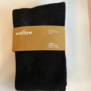 Wellow Black Compression Socks for Wide Calf Size Large